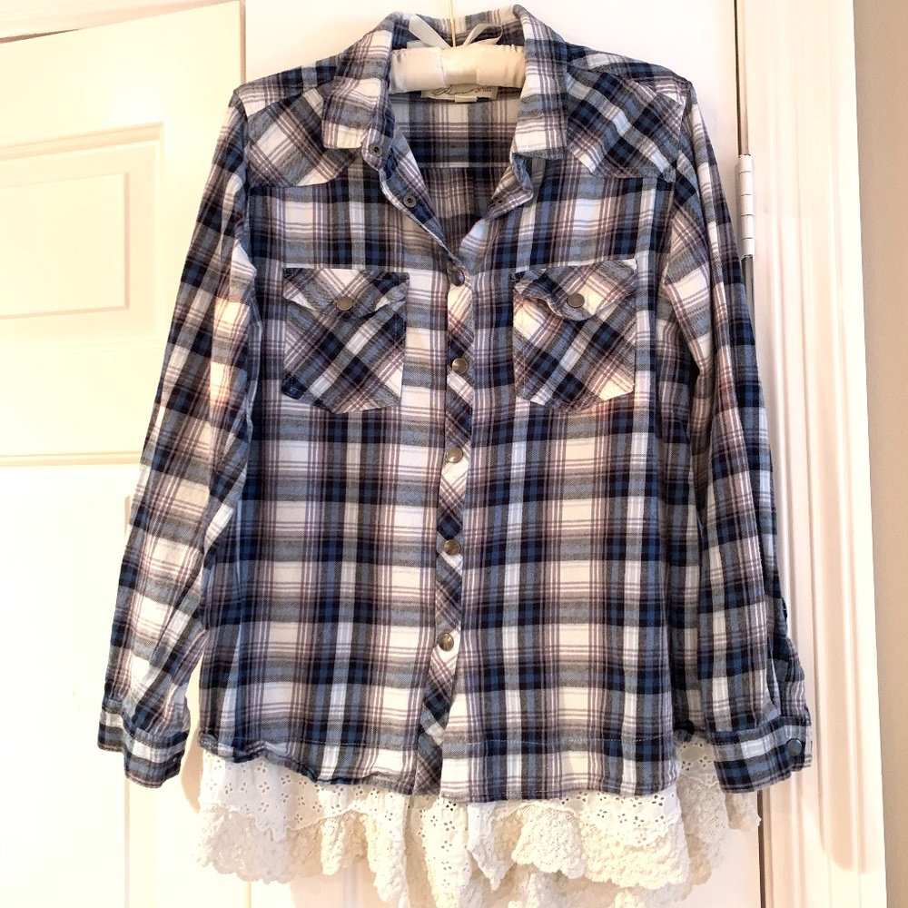 Vintage Havana Flannel & Eyelet Long-Sleeve Shirt